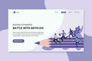 Battle With Articles Business Competition Landing Page vector