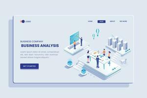 Marketing Strategy Isometric Concept Landing Page vector