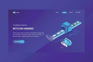 Isometric Bitcoin Make Money Concept Landing page vector