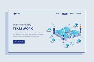 Business Team Work Isometric Concept Langding Page vector