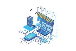 Shopping Pay Online Isometric vector