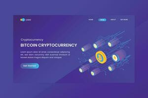 Bitcoin Cryptocurrency Landing Page Template vector