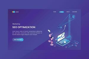 Search Engine Optimization Isometric Concept Landing Page vector