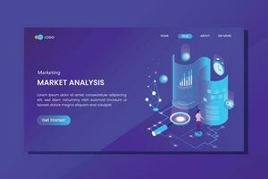 Data Analysis Isometric Concept Landing Page vector