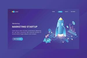 Isometric Business Startup Concept Landing Page vector