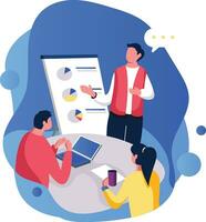 Marketing team meeting, Flat vector illustration