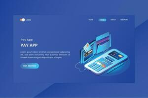 Mobile Payment Via Internet App Isometric Concept Landing Page vector