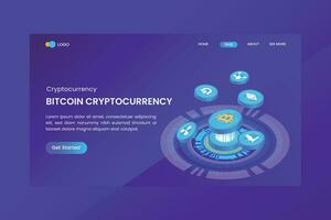 Isometric Bitcoin Cryptocurrency Landing Page vector