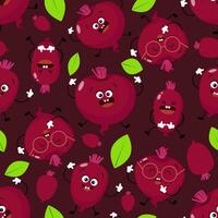 Seamless burgundy pattern from different funny beets vector