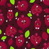 Seamless burgundy pattern from different funny beets vector