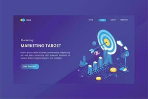 Business Target Marketing Isometric Concept Landing Page vector