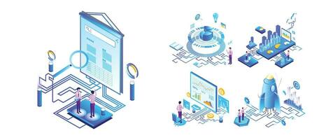 Isometric Marketing, Data Analysis, Research Concept, Business Startup, Marketing Strategy Isometric vector