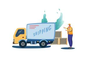 Truck Shipping - Flat vector