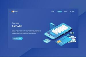 Online Payment App Isometric Concept Landing Page vector