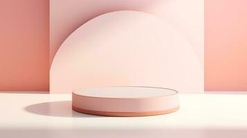 Product display stand with pastel pink background, AI Generative photo