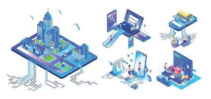 Isometric Shop, App Online, Gifts Shop, Shopping Online, Sale  Isometric, Shopping City. vector