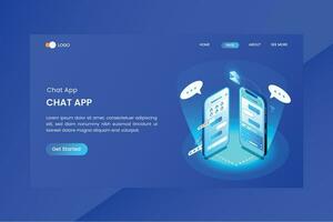 Mobile Messenger Isometric Concept Landing Page vector