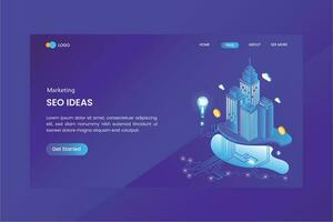 Seo Idea Marketing Isometric Concept Landing Page vector