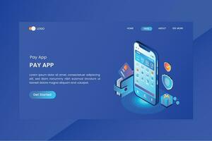 Pay App Isometric Concept Landing Page vector