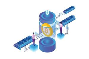 Isometric Bitcoin Cloud vector