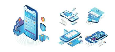 Isometric APP, Mobile Music App vector illustration