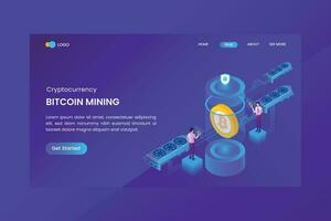 Isometric Bitcoin Cloud Mining Concept vector