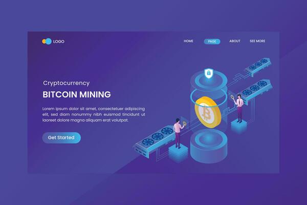 Isometric Bitcoin Cloud Mining Concept
