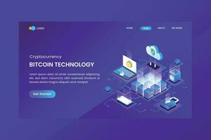 Isometric Bitcoin Technology Landing Page vector
