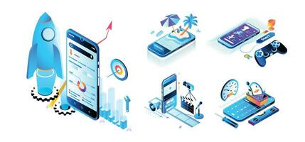 Isometric APP, Technology vector illustration