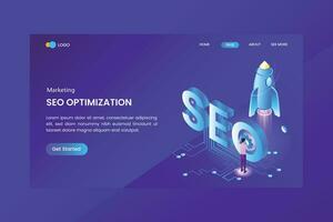 SEO and Digital Marketing Isometric Concept Landing Page vector