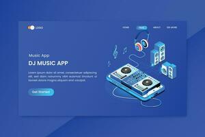 Music Studio Isometric Concept Landing Page vector