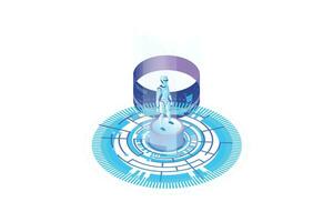 Artificial intelligence with virtual cables Isometric Concept vector