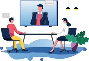 Online meetings, Flat vector illustration