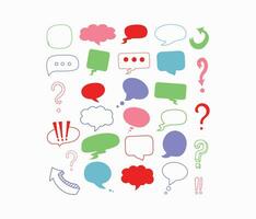 Vector doodle elements set, speech bubble hand drawn, Online chat.