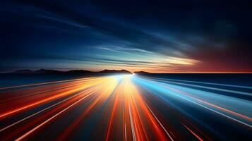 high-speed light trails background, AI Generative photo