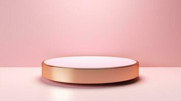 Product display stand with pastel pink background, AI Generative photo