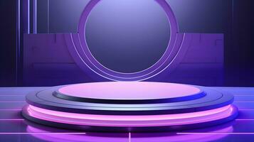 Products display podium background, geometric platform, AI generative photo