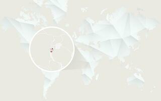 Burundi map with flag in contour on white polygonal World Map. vector