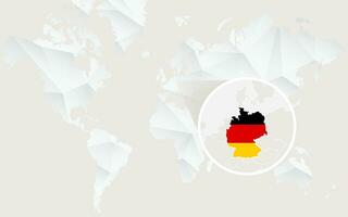 Alemania mapa con bandera en contorno. blanco poligonal mundo mapa. vector