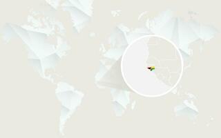 Guinea-Bissau map with flag in contour on white polygonal World Map. vector