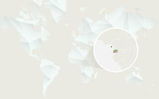 Equatorial Guinea map with flag in contour on white polygonal World Map. vector