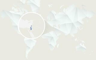 Israel map with flag in contour on white polygonal World Map. vector