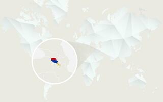 Armenia map with flag in contour on white polygonal World Map. vector