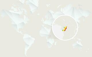 Congo map with flag in contour on white polygonal World Map. vector