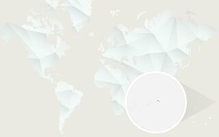 Samoa map with flag in contour on white polygonal World Map. vector