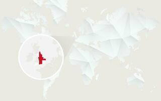 England map with flag in contour on white polygonal World Map. vector