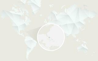 The Bahamas map with flag in contour on white polygonal World Map. vector