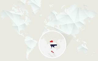 Thailand map with flag in contour on white polygonal World Map. vector