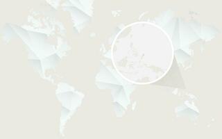 Palau map with flag in contour on white polygonal World Map. vector