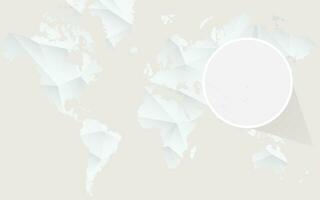 Tuvalu map with flag in contour on white polygonal World Map. vector